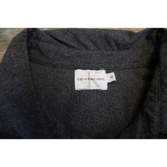 Calvin Klein Jeans Adult Medium Button Down Charcoal Gray Pocket - Picture 4 of 6